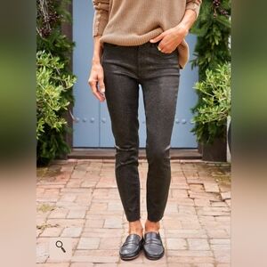 Frank & Eileen Sligo Skinny Black Stretch Italian Waxed Denim Jeans w/ Raw Hem.